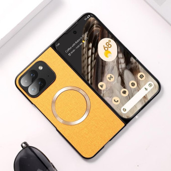 For Google Pixel 9 Pro Fold CD Magsafe Magnetic Cloth Texture Phone Case(Orange)