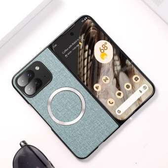 For Google Pixel 9 Pro Fold CD Magsafe Magnetic Cloth Texture Phone Case(Light Green)