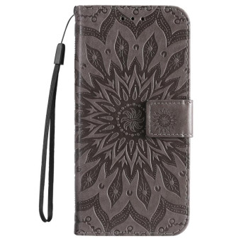 For Redmi 14C 4G Embossed Sunflower Pattern Flip Leather Phone Case(Grey)