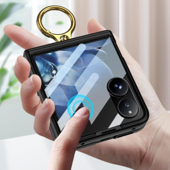 For Xiaomi Mix Flip GKK Integrated Magnetic Hinged Flip Case with Ring Holder(Black)