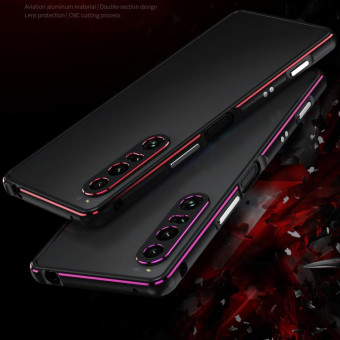 For Sony Xperia 1 VI Aurora Series Lens Protector + Metal Frame Protective Phone Case(Black Silver)