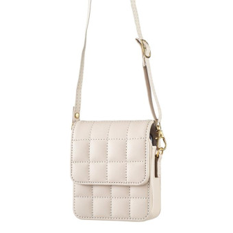 For Samsung Galaxy Z Flip6 BFB04 Plaid Crossbody Fold Phone Bag(Beige)