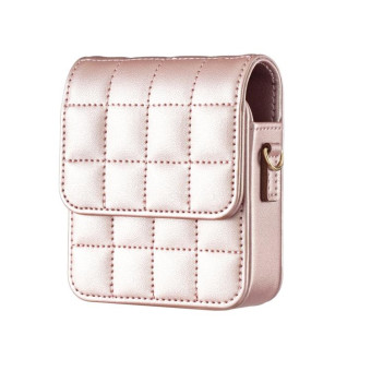 For Samsung Galaxy Z Flip6 BFB04 Plaid Crossbody Fold Phone Bag(Rose Gold)