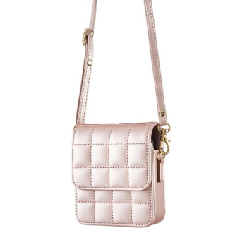 For Samsung Galaxy Z Flip6 BFB04 Plaid Crossbody Fold Phone Bag(Rose Gold)