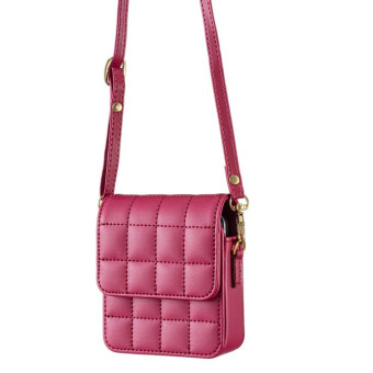 For Samsung Galaxy Z Flip6 BFB04 Plaid Crossbody Fold Phone Bag(Rose Red)