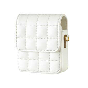 For Samsung Galaxy Z Flip6 BFB04 Plaid Crossbody Fold Phone Bag(White)