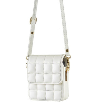For Samsung Galaxy Z Flip6 BFB04 Plaid Crossbody Fold Phone Bag(White)