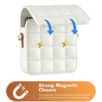 For Samsung Galaxy Z Flip6 BFB04 Plaid Crossbody Fold Phone Bag(White)