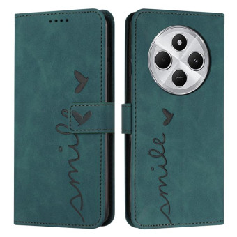 For Redmi 14C 4G Skin Feel Heart Embossed Leather Phone Case(Green)