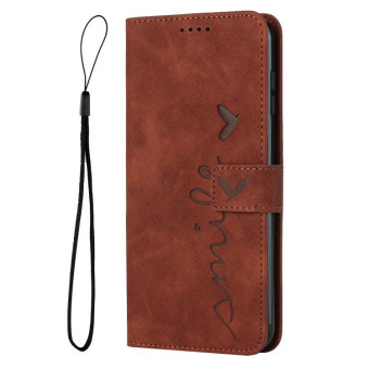 For Redmi 14C 4G Skin Feel Heart Embossed Leather Phone Case(Brown)