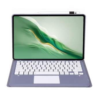 For Honor MagicPad 2 12.3 AH22-A Ultra-thin Detachable Bluetooth Keyboard Leather Tablet Case with Touchpad(Lavender White)