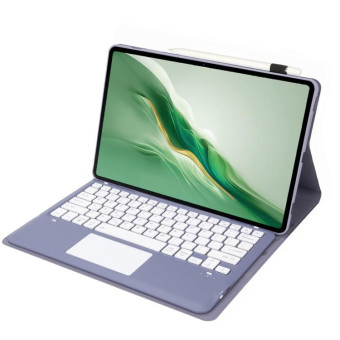 For Honor MagicPad 2 12.3 AH22-A Ultra-thin Detachable Bluetooth Keyboard Leather Tablet Case with Touchpad(Lavender White)