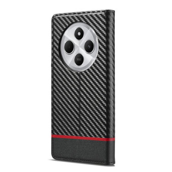 For Redmi 14C 4G LC.IMEEKE Carbon Fiber Texture Flip Leather Phone Case(Horizontal Black)