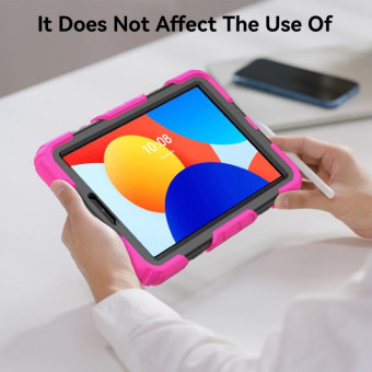 For Xiaomi Redmi Pad SE 8.7 2024 Turntable Holder Silicone Hybrid PC Tablet Case(Rose Red+Black)