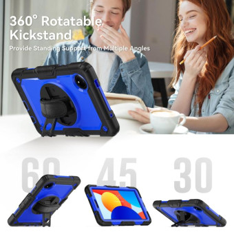 For Xiaomi Redmi Pad SE 8.7 2024 Turntable Holder Silicone Hybrid PC Tablet Case(Black+Dark Blue)