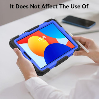 For Xiaomi Redmi Pad SE 8.7 2024 Turntable Holder Silicone Hybrid PC Tablet Case(Black+Dark Blue)