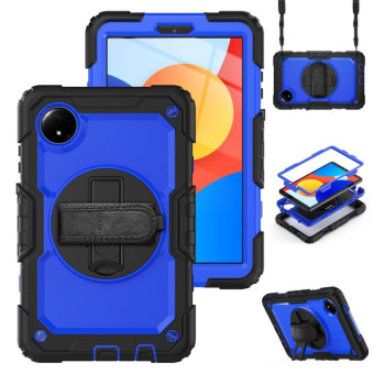 For Xiaomi Redmi Pad SE 8.7 2024 Turntable Holder Silicone Hybrid PC Tablet Case(Black+Dark Blue)
