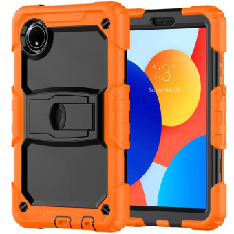 For Xiaomi Redmi Pad SE 8.7 2024 Silicone Hydric PC Tablet Case with Shoulder Strap & Holder(Orange)