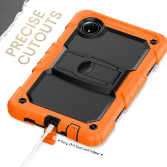 For Xiaomi Redmi Pad SE 8.7 2024 Silicone Hydric PC Tablet Case with Shoulder Strap & Holder(Orange)
