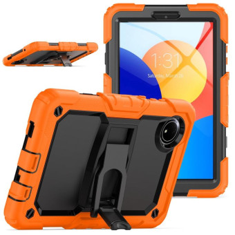 For Xiaomi Redmi Pad SE 8.7 2024 Silicone Hydric PC Tablet Case with Shoulder Strap & Holder(Orange)