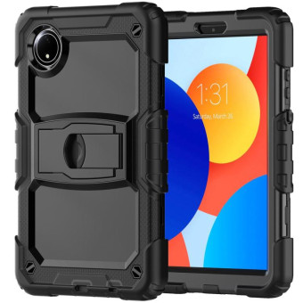 For Xiaomi Redmi Pad SE 8.7 2024 Silicone Hydric PC Tablet Case with Shoulder Strap & Holder(Black)