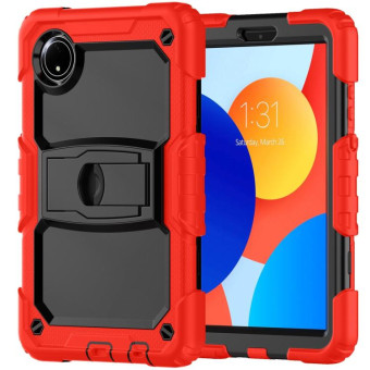 For Xiaomi Redmi Pad SE 8.7 2024 Silicone Hydric PC Tablet Case with Shoulder Strap & Holder(Red)