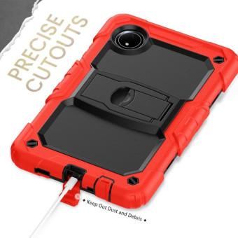 For Xiaomi Redmi Pad SE 8.7 2024 Silicone Hydric PC Tablet Case with Shoulder Strap & Holder(Red)