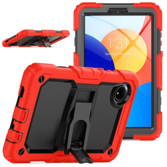 For Xiaomi Redmi Pad SE 8.7 2024 Silicone Hydric PC Tablet Case with Shoulder Strap & Holder(Red)