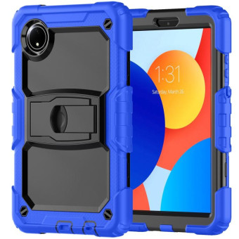 For Xiaomi Redmi Pad SE 8.7 2024 Silicone Hydric PC Tablet Case with Shoulder Strap & Holder(Dark Blue)