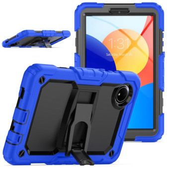 For Xiaomi Redmi Pad SE 8.7 2024 Silicone Hydric PC Tablet Case with Shoulder Strap & Holder(Dark Blue)
