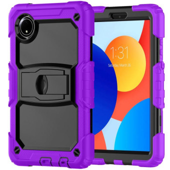 For Xiaomi Redmi Pad SE 8.7 2024 Silicone Hydric PC Tablet Case with Shoulder Strap & Holder(Purple)