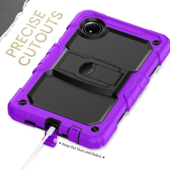 For Xiaomi Redmi Pad SE 8.7 2024 Silicone Hydric PC Tablet Case with Shoulder Strap & Holder(Purple)