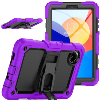 For Xiaomi Redmi Pad SE 8.7 2024 Silicone Hydric PC Tablet Case with Shoulder Strap & Holder(Purple)