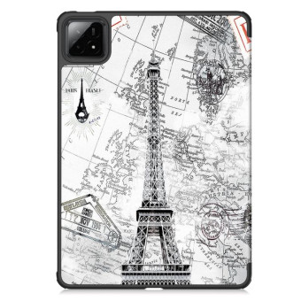 For Xiaomi Pad 7 / 7 Pro Custer Painted 3-Fold Stand Leather Smart Tablet Case(Retro Eiffel Tower)