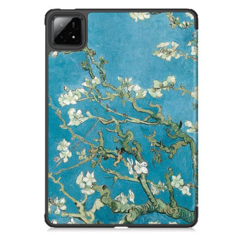 For Xiaomi Pad 7 / 7 Pro Custer Painted 3-Fold Stand Leather Smart Tablet Case(Apricot Blossom)