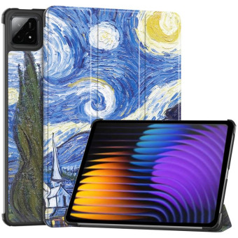 For Xiaomi Pad 7 / 7 Pro Custer Painted 3-Fold Stand Leather Smart Tablet Case(Starry Sky)