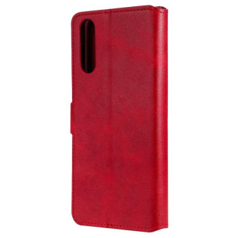 For Sony Xperia 10 II Classic Calf Texture PU + TPU Horizontal Flip Leather Case, with Holder & Card Slots & Wallet(Red)