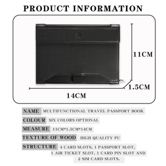 Multifunctional Travel Document Bag RFID Anti-Theft Passport Book(Black)