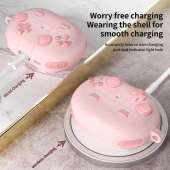 For Huawei Freebuds Pro 3 / Pro 4 Retro Game Console Style Silicone Earbuds Case(Pink)