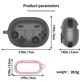 For Huawei Freebuds Pro 3 / Pro 4 Retro Game Console Style Silicone Earbuds Case(Dark Grey)