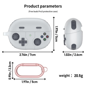 For Huawei Freebuds Pro 3 / Pro 4 Retro Game Console Style Silicone Earbuds Case(Light Grey)