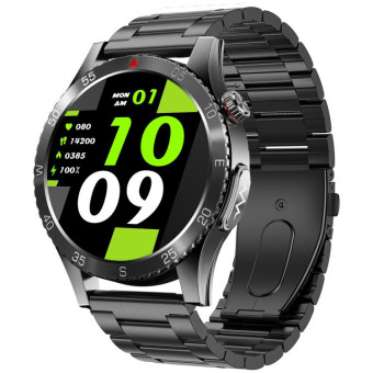 H9 1.43 inch Steel Strap ECG Smart Watch Supports Bluetooth Calls/Smart Voice Assistant(Black)