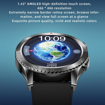 H9 1.43 inch Steel Strap ECG Smart Watch Supports Bluetooth Calls/Smart Voice Assistant(Black)