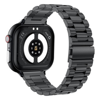 TK17 1.91 inch Horizontal Screen Steel Strap Smart Watch Supports ECG Electrocardiogram(Black)