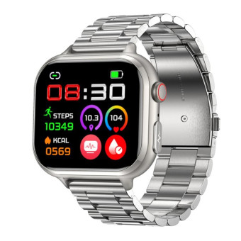 TK17 1.91 inch Horizontal Screen Steel Strap Smart Watch Supports ECG Electrocardiogram(Silver)