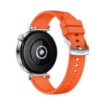Kalebol 18mm Universal Textured Silicone Silver Buckle Strap(Orange)