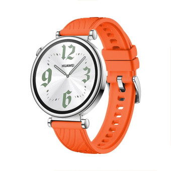Kalebol 18mm Universal Textured Silicone Silver Buckle Strap(Orange)