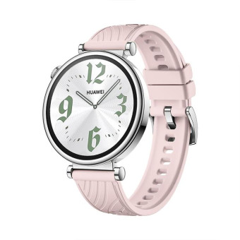 Kalebol 18mm Universal Textured Silicone Silver Buckle Strap(Pink)