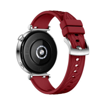 Kalebol 18mm Universal Textured Silicone Silver Buckle Strap(Red)
