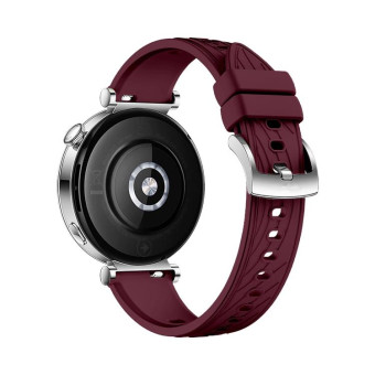 Kalebol 18mm Universal Textured Silicone Silver Buckle Strap(Wine Red)
